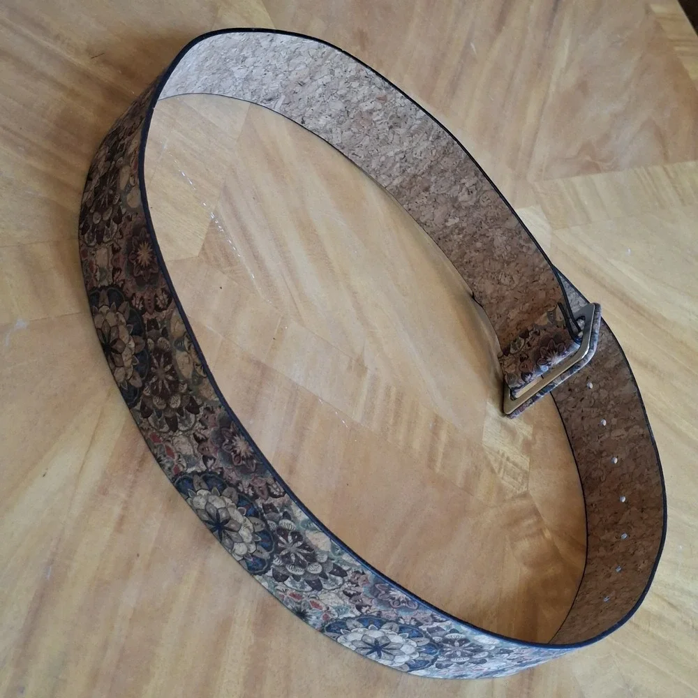 Boho Belt Brown Vintage Bohemian‎ style Buckle Belt Wide Cork Floral 44